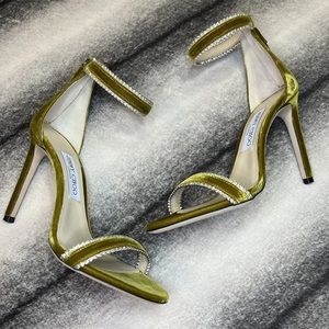 Jimmy Choo Dochas 100 mm Citrus Velvet /Jewel Trim Heels